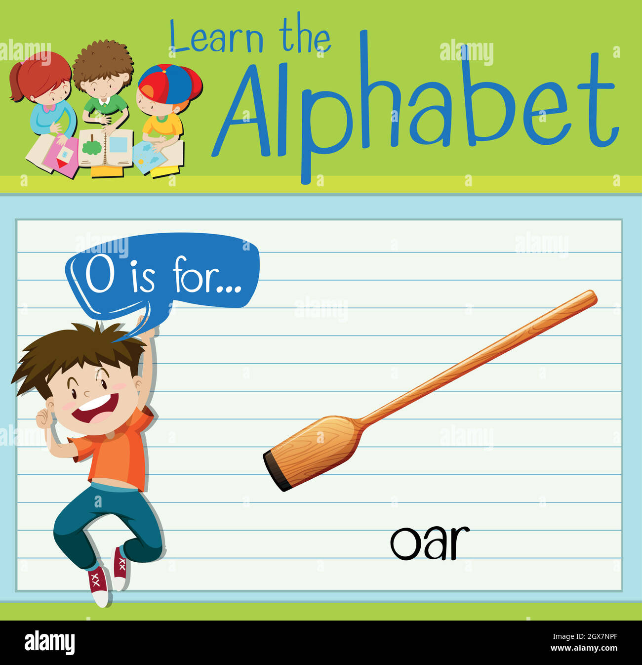 Flashcard Alphabet O ist für Ruder Stock Vektor