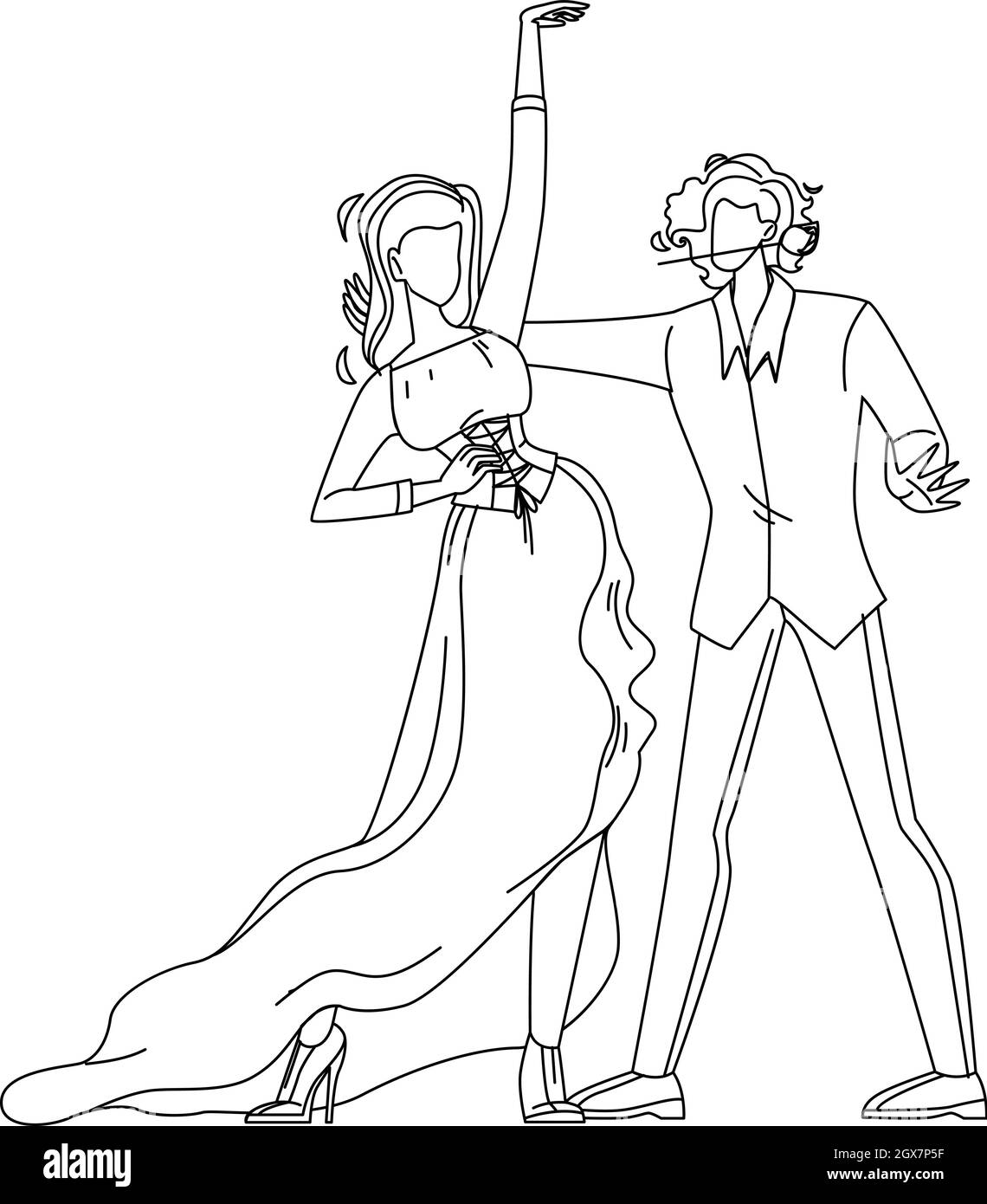 Frau Und Mann Tänzer Tanz Flamenco Vektor Stock Vektor