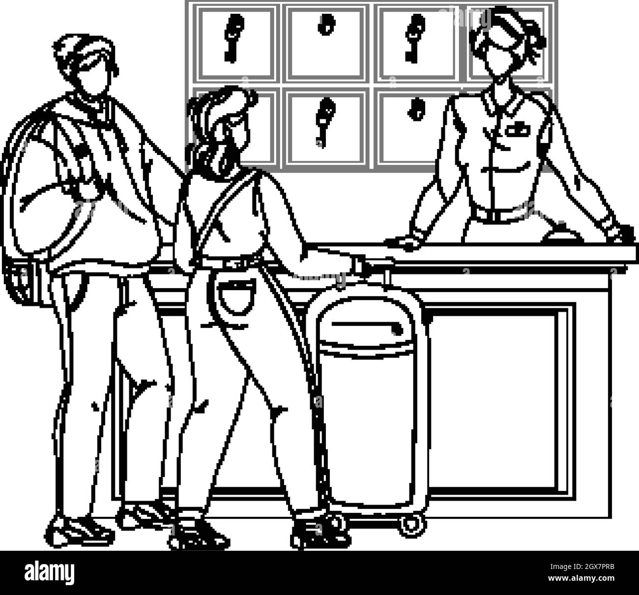 An Der Hotelrezeption Registrierung Gastpaar Vector Stock Vektor