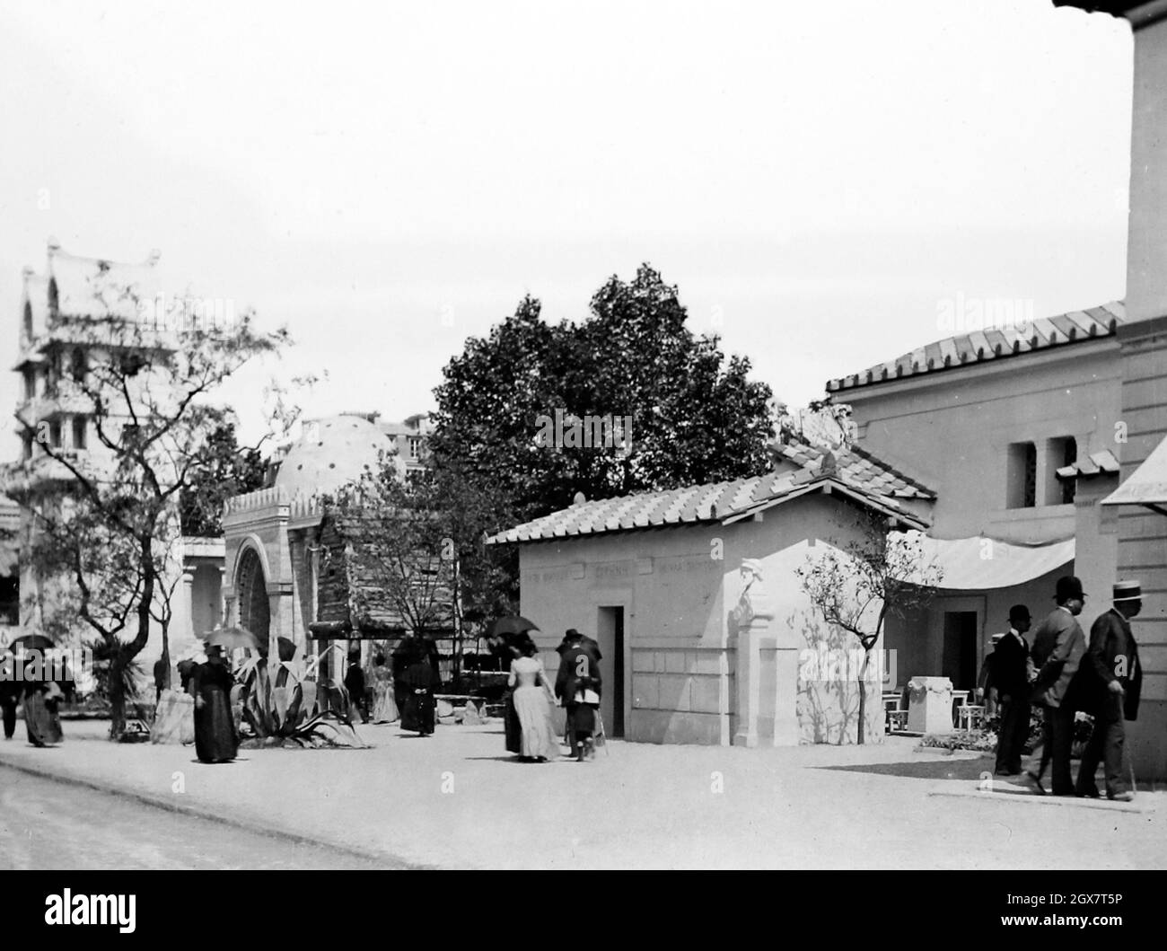 Alte Wohnungen, Ausstellung Universelle, Paris, 1889 Stockfoto