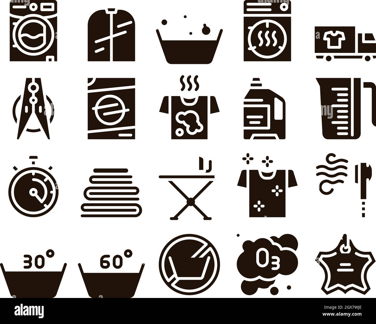 Wäscheservice Glyph Icons Set Vector Stock Vektor