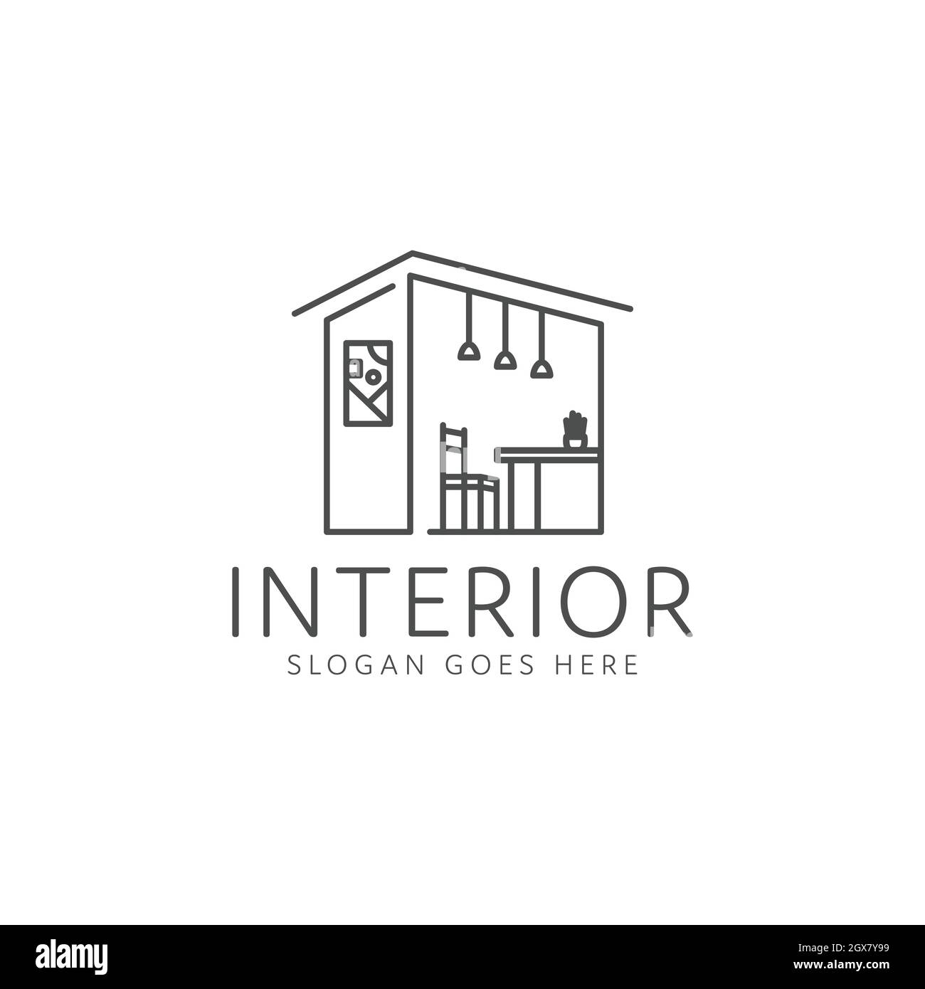 Interieur Logo Design Innenausstattung Möbel Dekoration Zimmer Stock Vektor