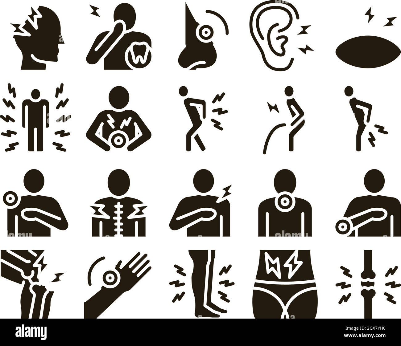 Body Ache Sammlung Elemente Icons Set Vector Stock Vektor