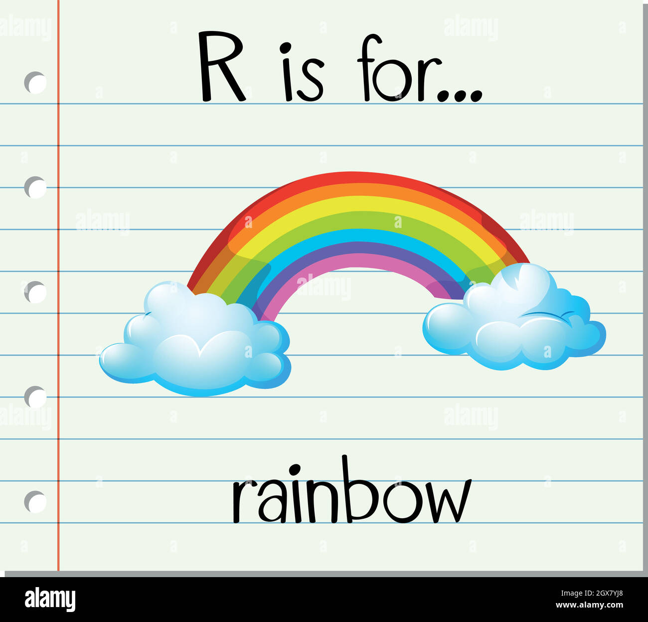 Flashcard Buchstabe R ist für Regenbogen Stock Vektor