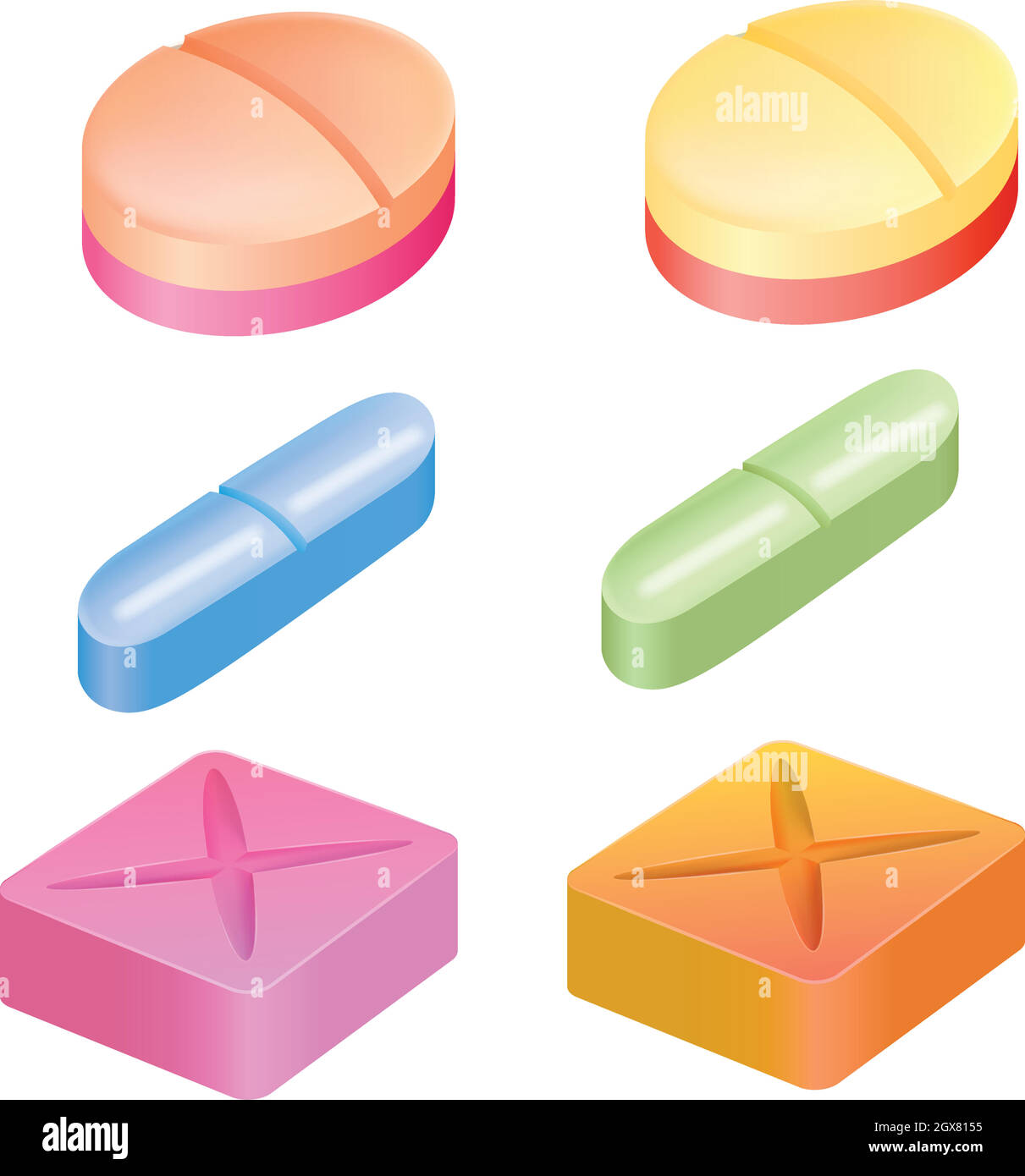 Verschiedene Formen von medizinischen Pillen Stock Vektor
