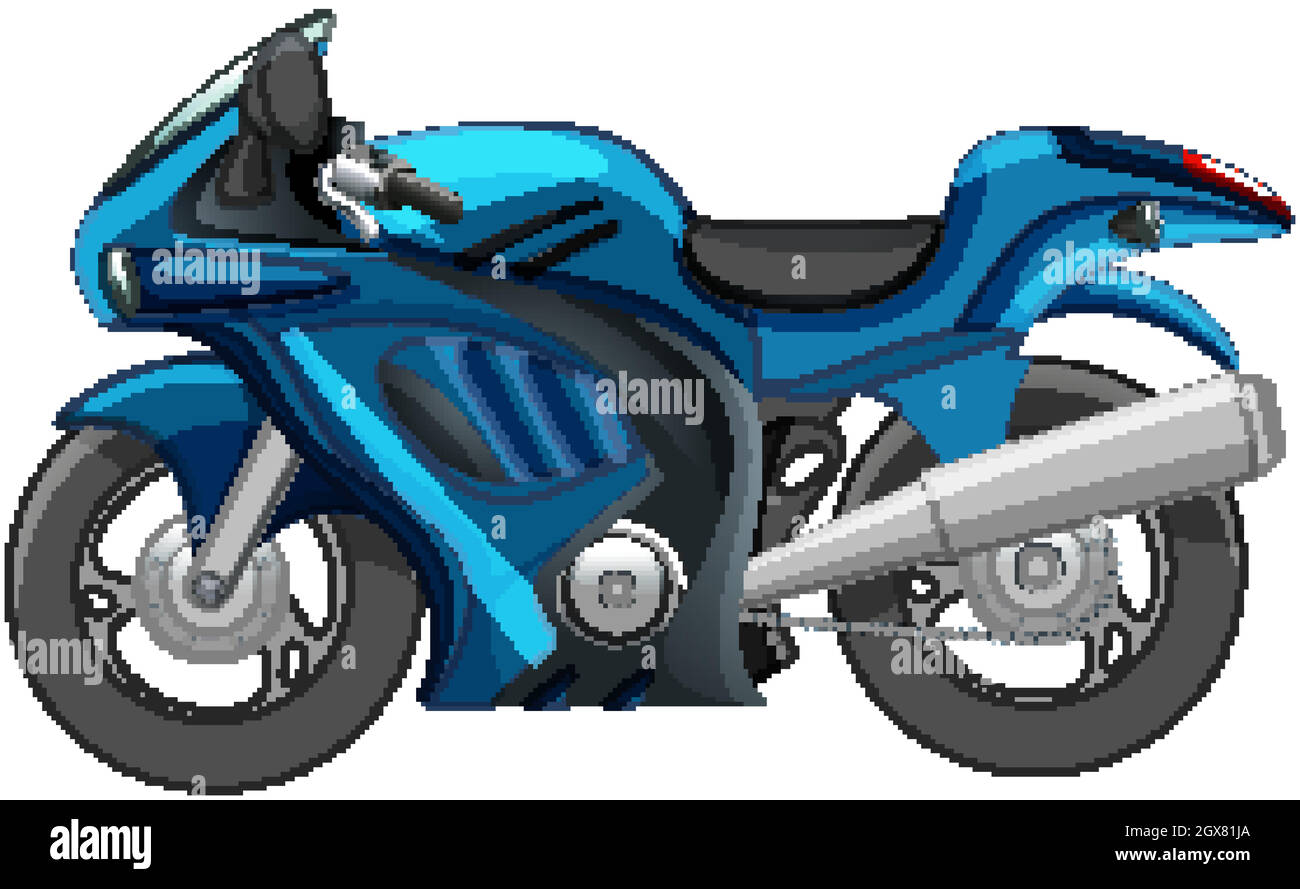 Blaues Motorrad oder Rennrad isoliert auf weißem Hintergrund Stock Vektor