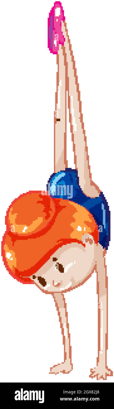 Sportler, der Handstand auf weißem Hintergrund macht Stock Vektor