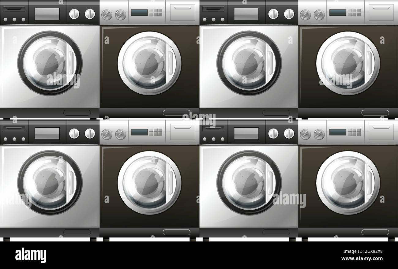 Waschmaschinen in schwarz und weiß Stock Vektor