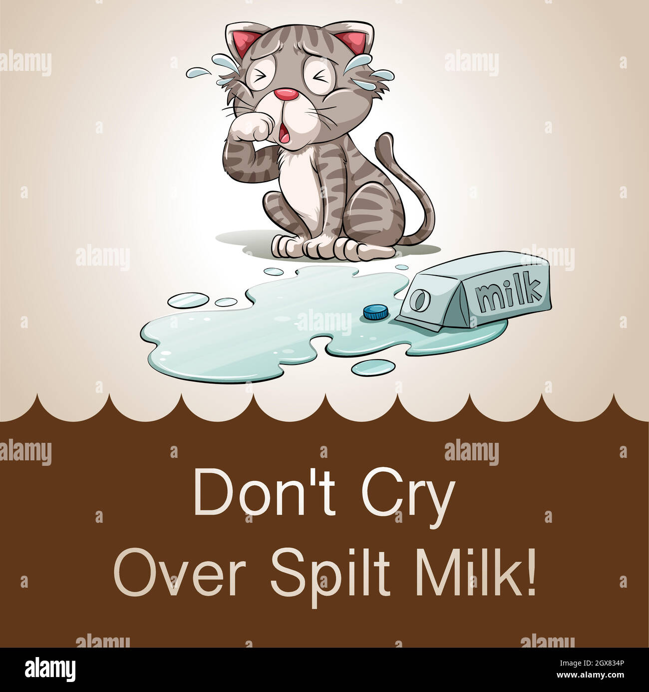 Weinen Sie nicht über verschüttete Milch Stock Vektor