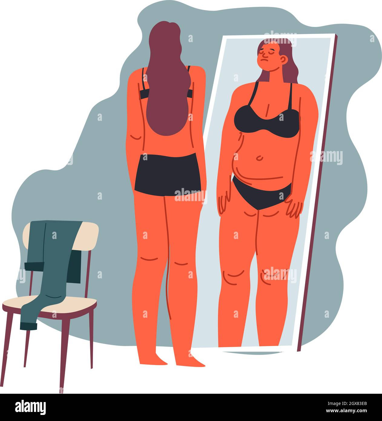 Fatphobie, Angst vor Adipositas psychische Probleme Stock Vektor