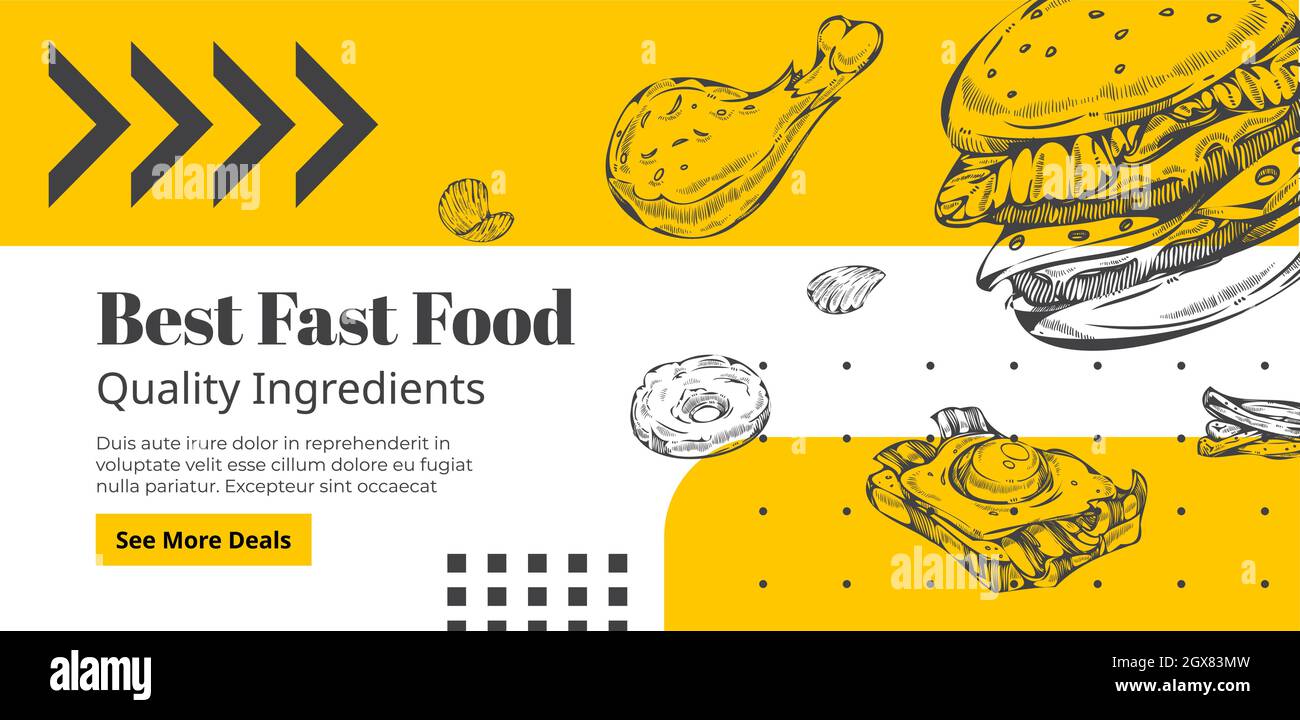 Best Fast Food, Burger und Huhn Rabatte Verkauf Stock Vektor