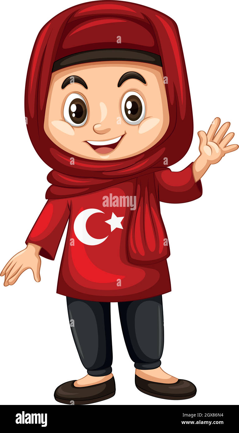 Türkische Mädchen in roten Kleidern Stock Vektor