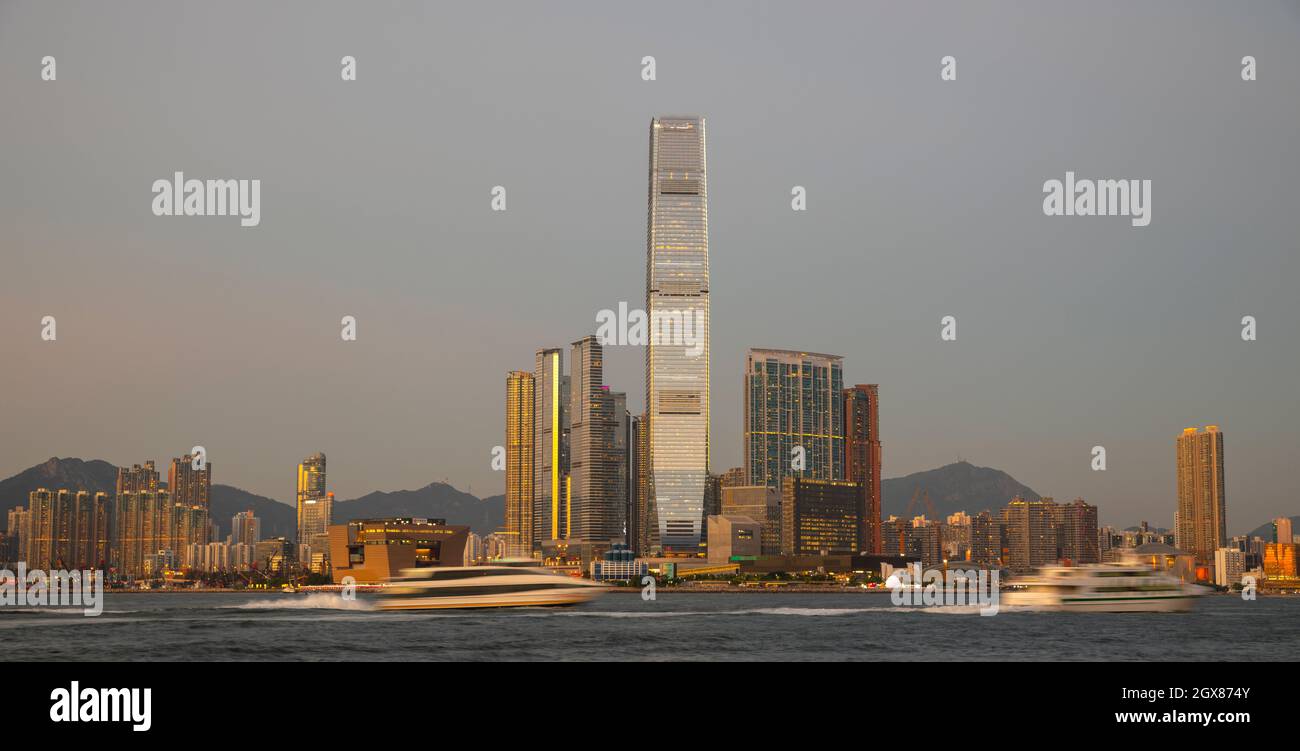 International Commerce Centre (ICC), Victoria Harbour, Hongkong, China. Stockfoto