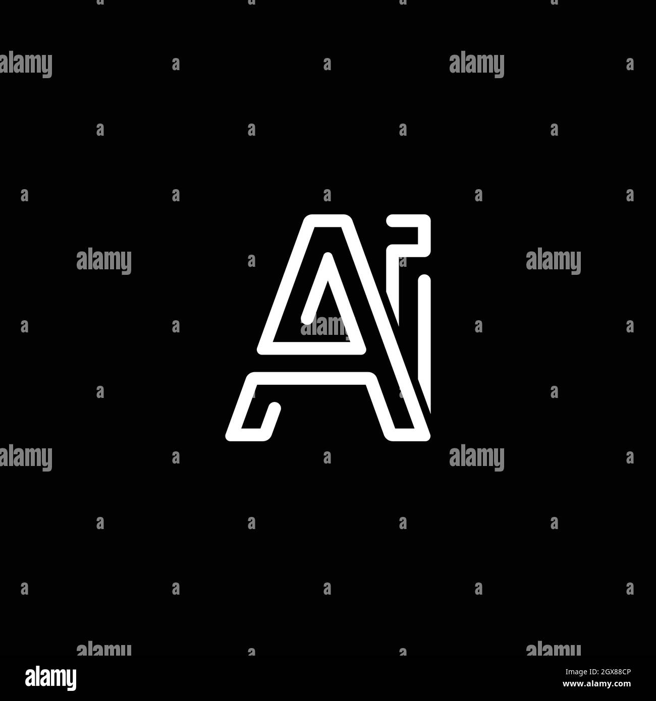 Buchstabe AI kreative moderne Ikone Logo mit schwarzem Hintergrund Stock Vektor