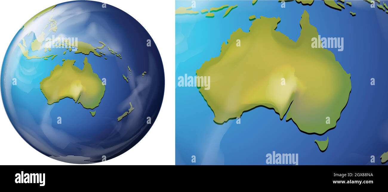 Australien-Karte auf der Welt Stock Vektor
