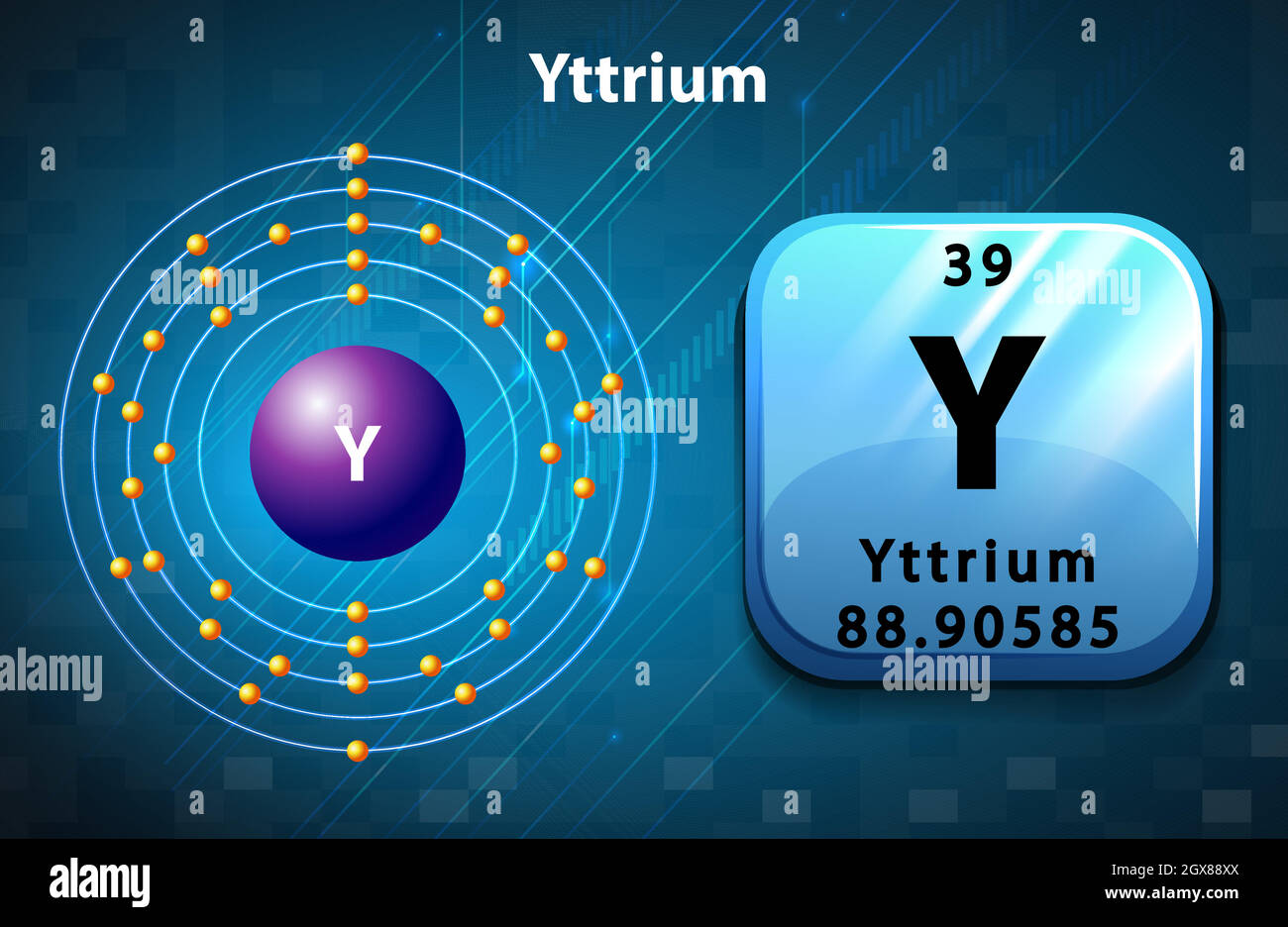 Regelmäßiges Symbol und Diagramm von Yttrium Stock Vektor