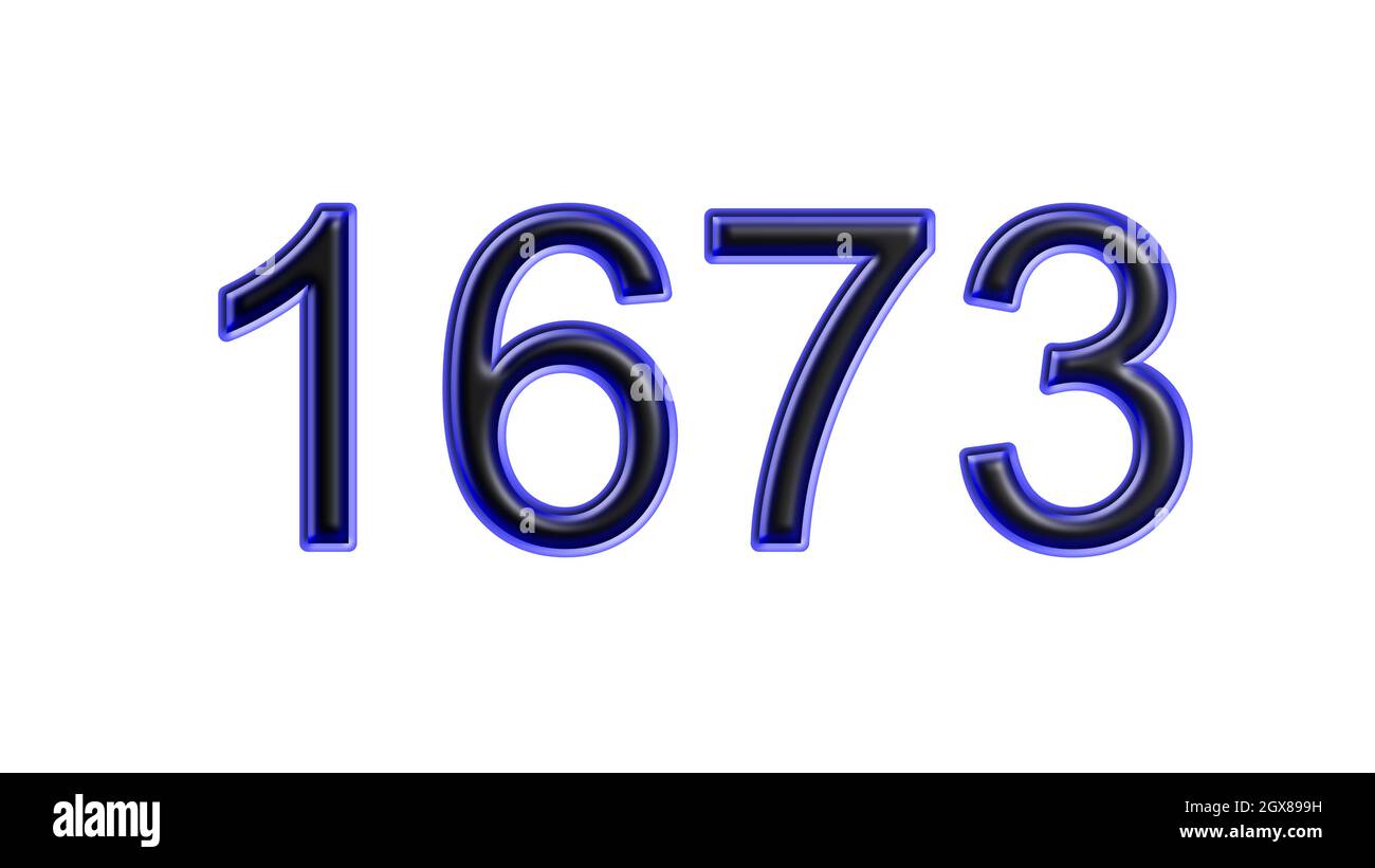 Blauer 1673-number-3d-Effekt weißer Hintergrund Stockfoto