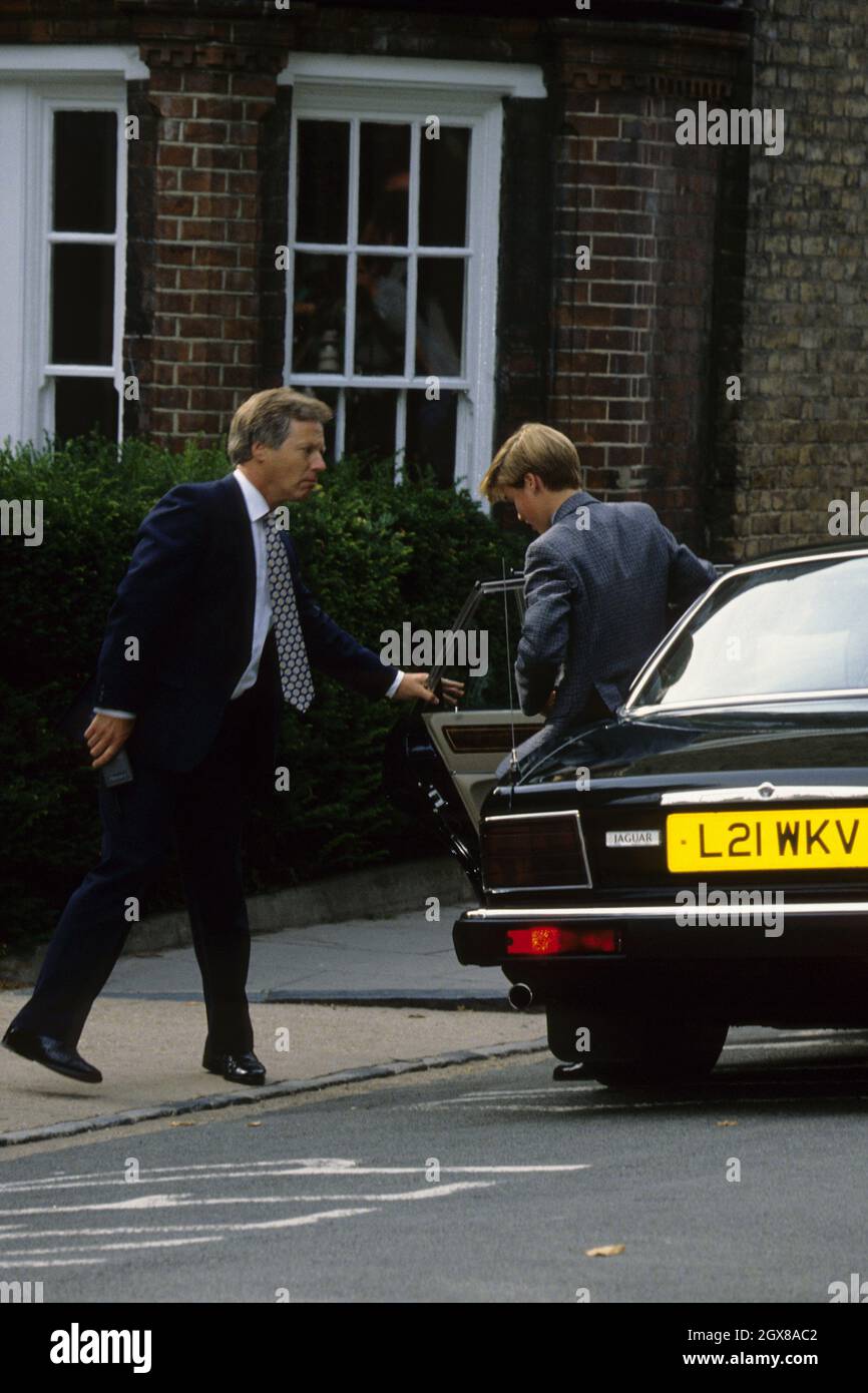 Prinz William kommt heute zu seinem ersten Tag im Herrenhaus in Eton an Stockfoto