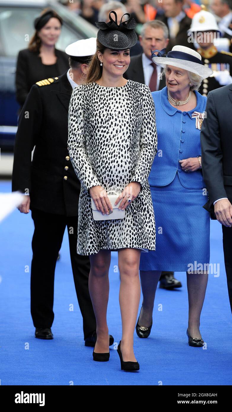 Catherine, Herzogin von Cambridge, nimmt am 13. Juni 2013 an der Namenszeremonie des neuen Princess Cruises-Schiffes „Royal Princess“ im Ocean Terminal, Southampton, Teil. Stockfoto