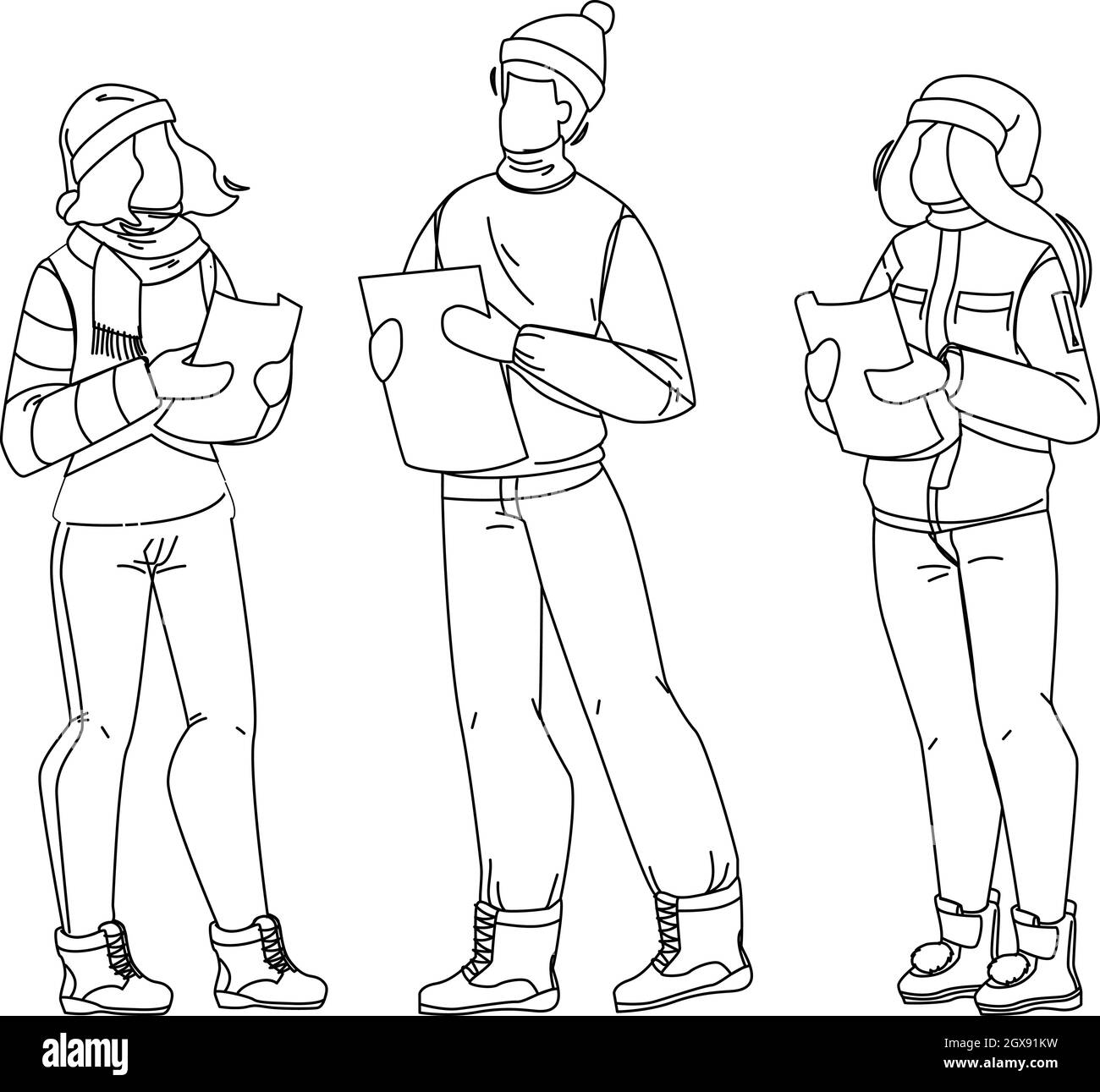 Human Singing Weihnachten Festliche Carol Vektor Illustration Stock Vektor