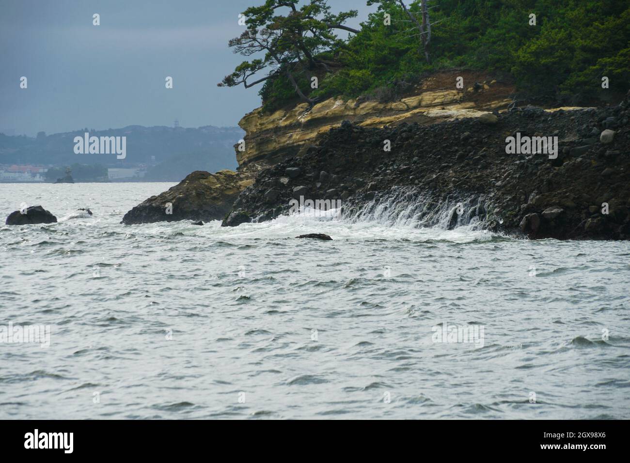 Matsushima Landschaft (die drei schönsten Orte in Japan, Präfektur Miyagi). Aufnahmeort: Sendai, Präfektur Miyagi Stockfoto