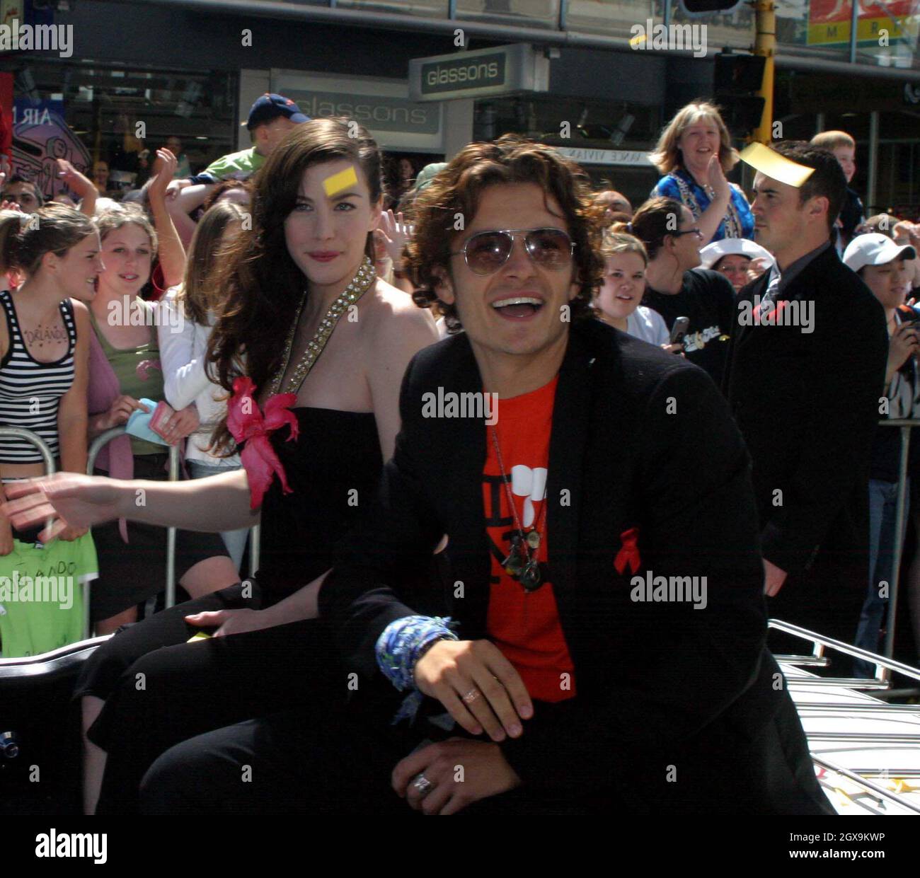 Liv Tyler und Orlando blühen beim „Herr der Ringe 3“-Premierentag in Wellington, Neuseeland. Stockfoto