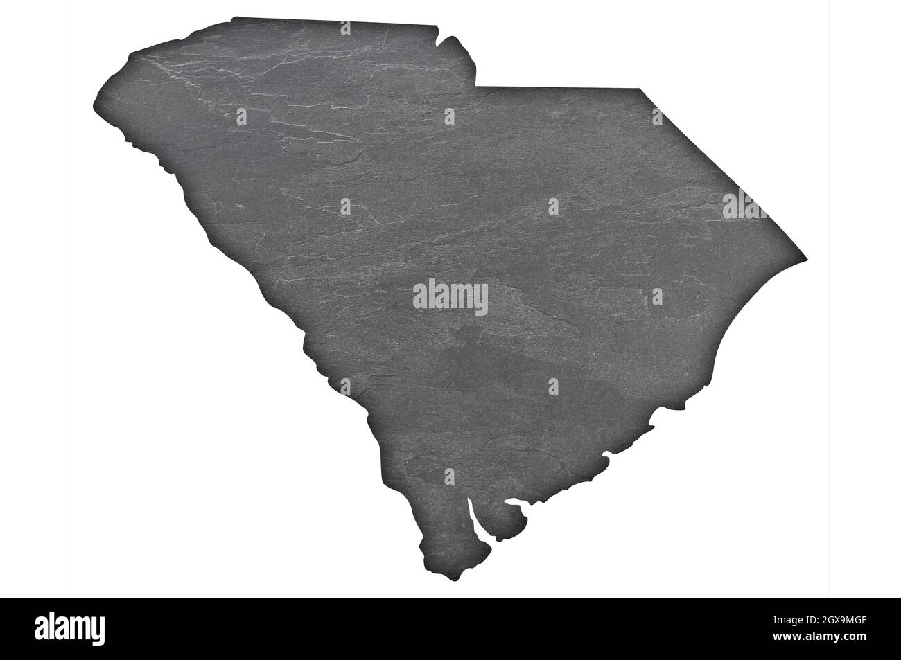 Karte von South Carolina auf dunklem Schiefer Stockfoto