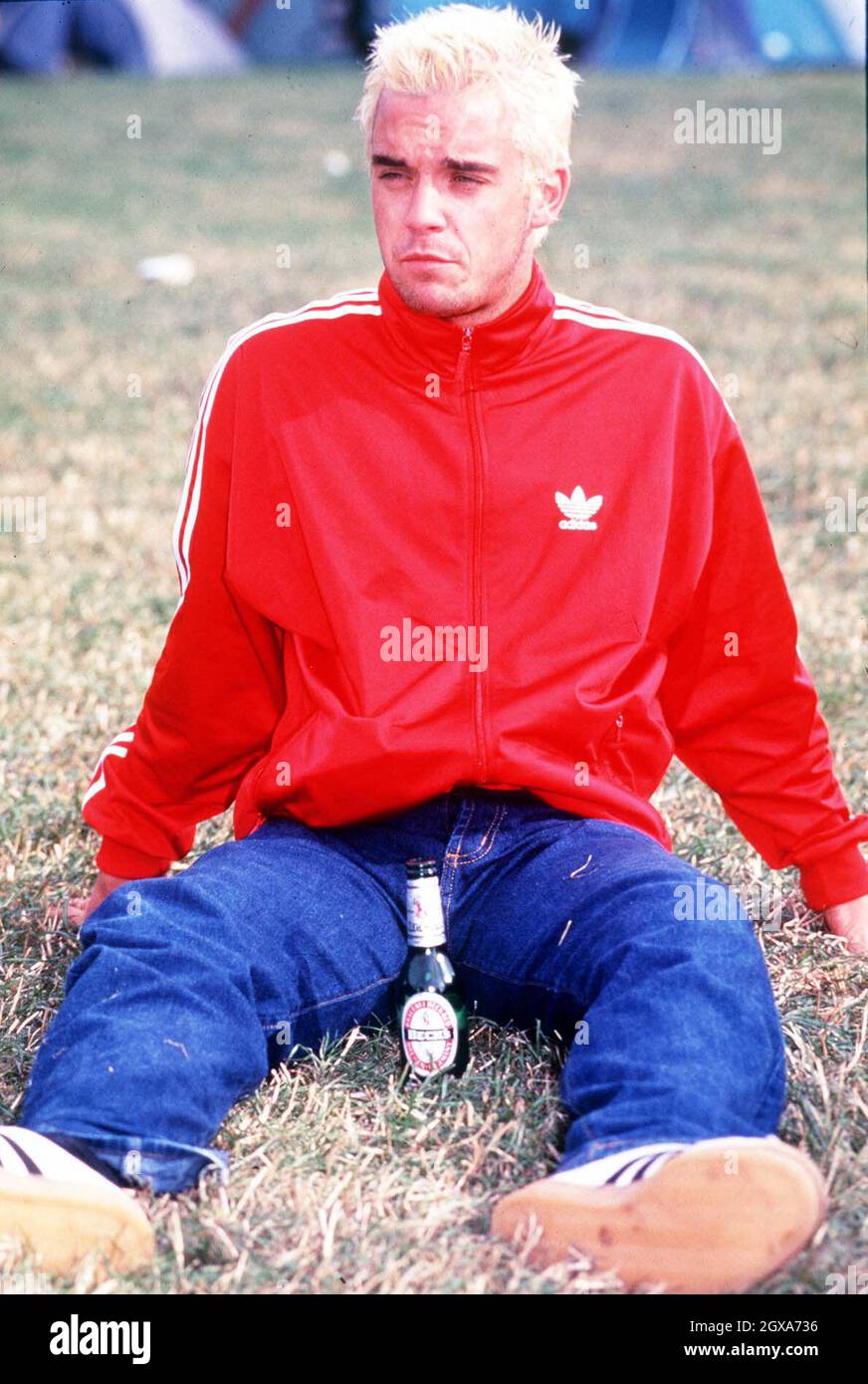 Robbie Williams auf der glastonbury 1995 Stockfoto