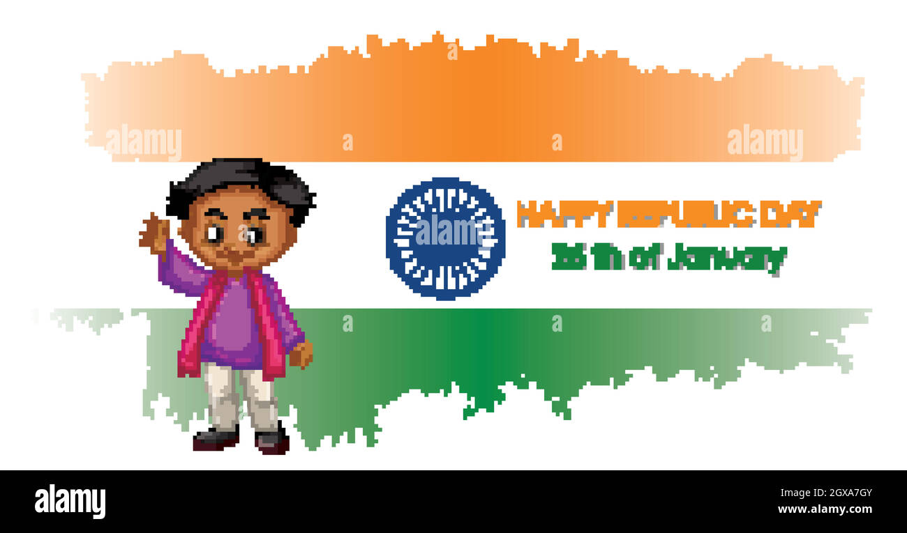 Happy republic Day in Indien mit glücklichen Jungen Stock Vektor