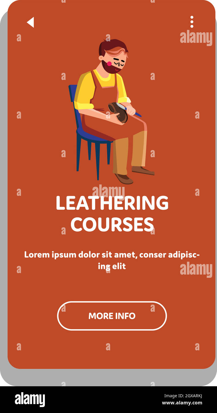 Leathering Courses Lesson Visit Young Man Vector Stock Vektor