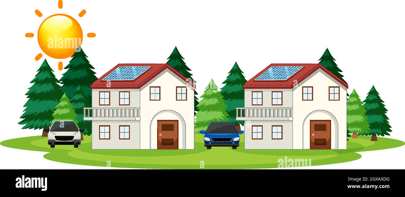 Diagramm, das zeigt, wie Solarzellen zu Hause funktionieren Stock Vektor