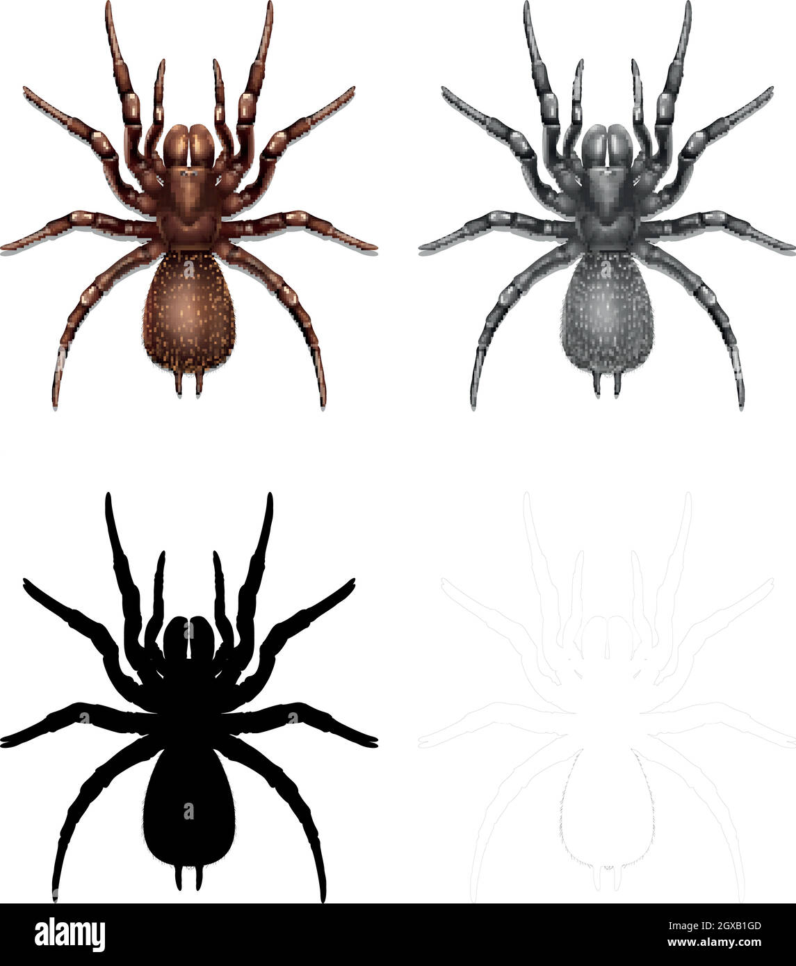 Silhouette, Farbe und Umriss Version Stock Vektor