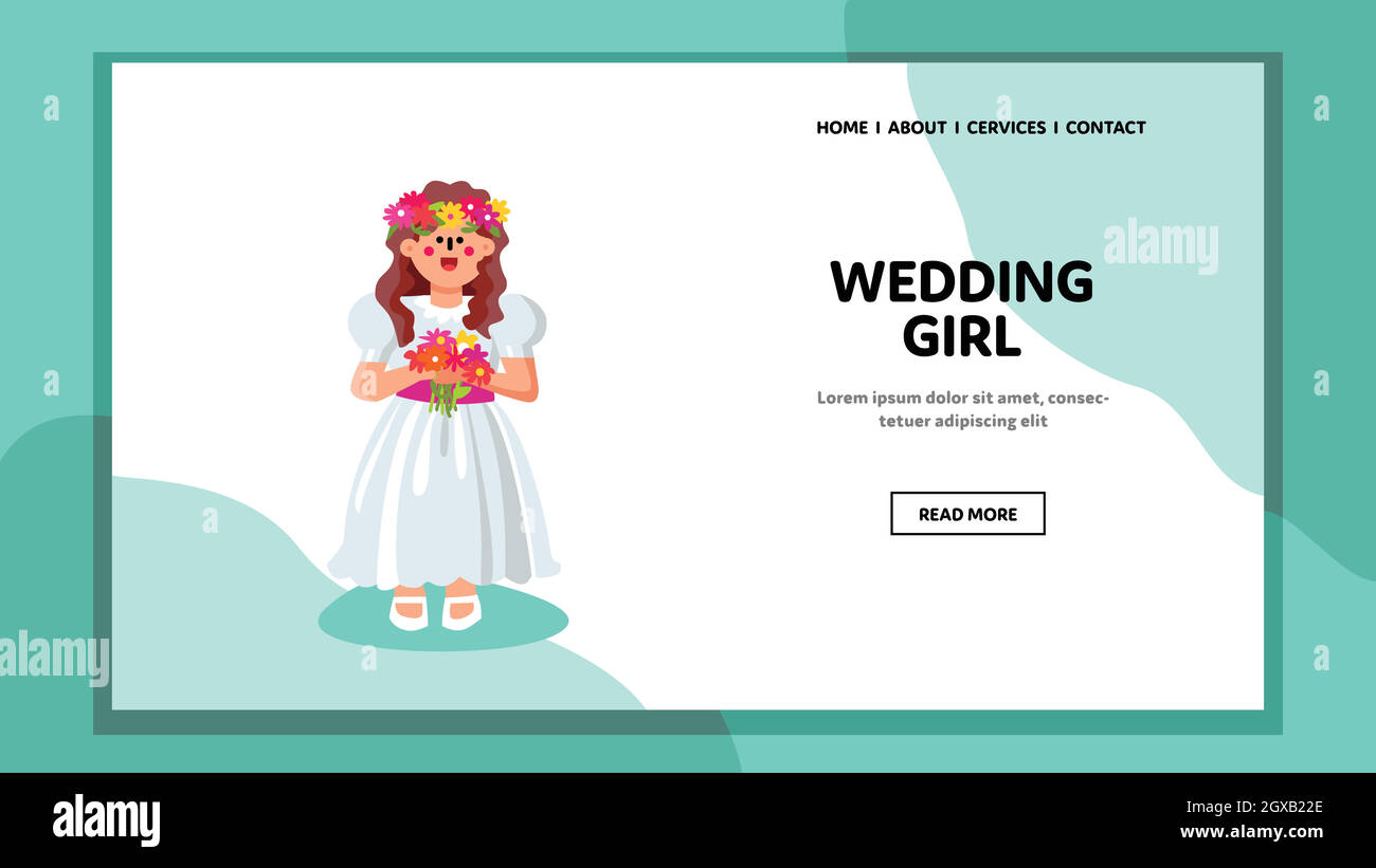 Hochzeitsmädchen Tragen Zeremonielle Kleidung Vektor-Illustration Stock Vektor