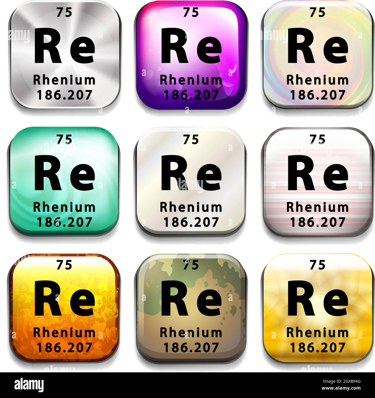 Ein Periodensystem mit Rhenium Stock Vektor