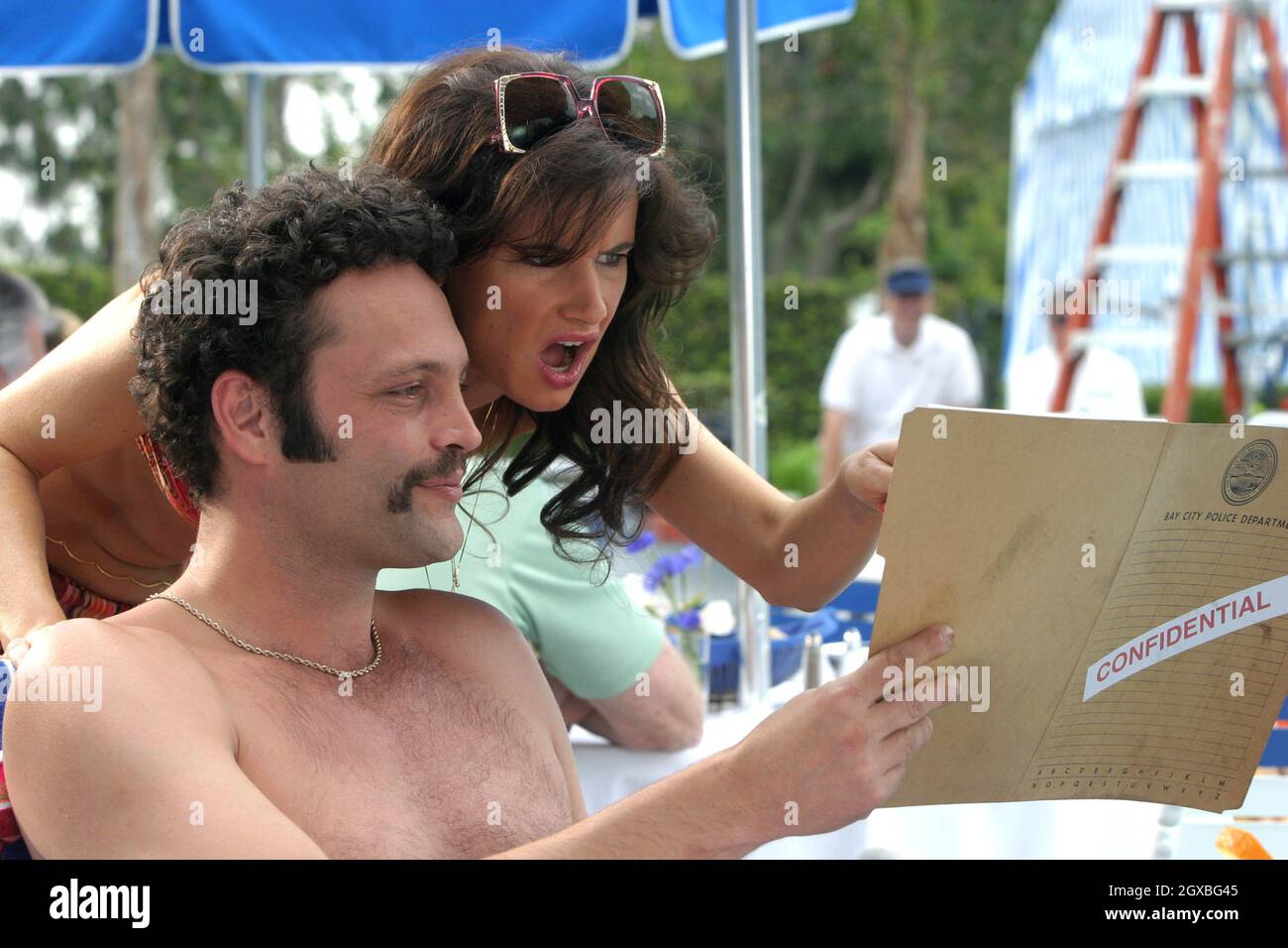 Owen Wilson, Vince Vaughn, Juliette Lewis und Snoop Dogg in Filmstill von Starsky & Hutch. Stockfoto