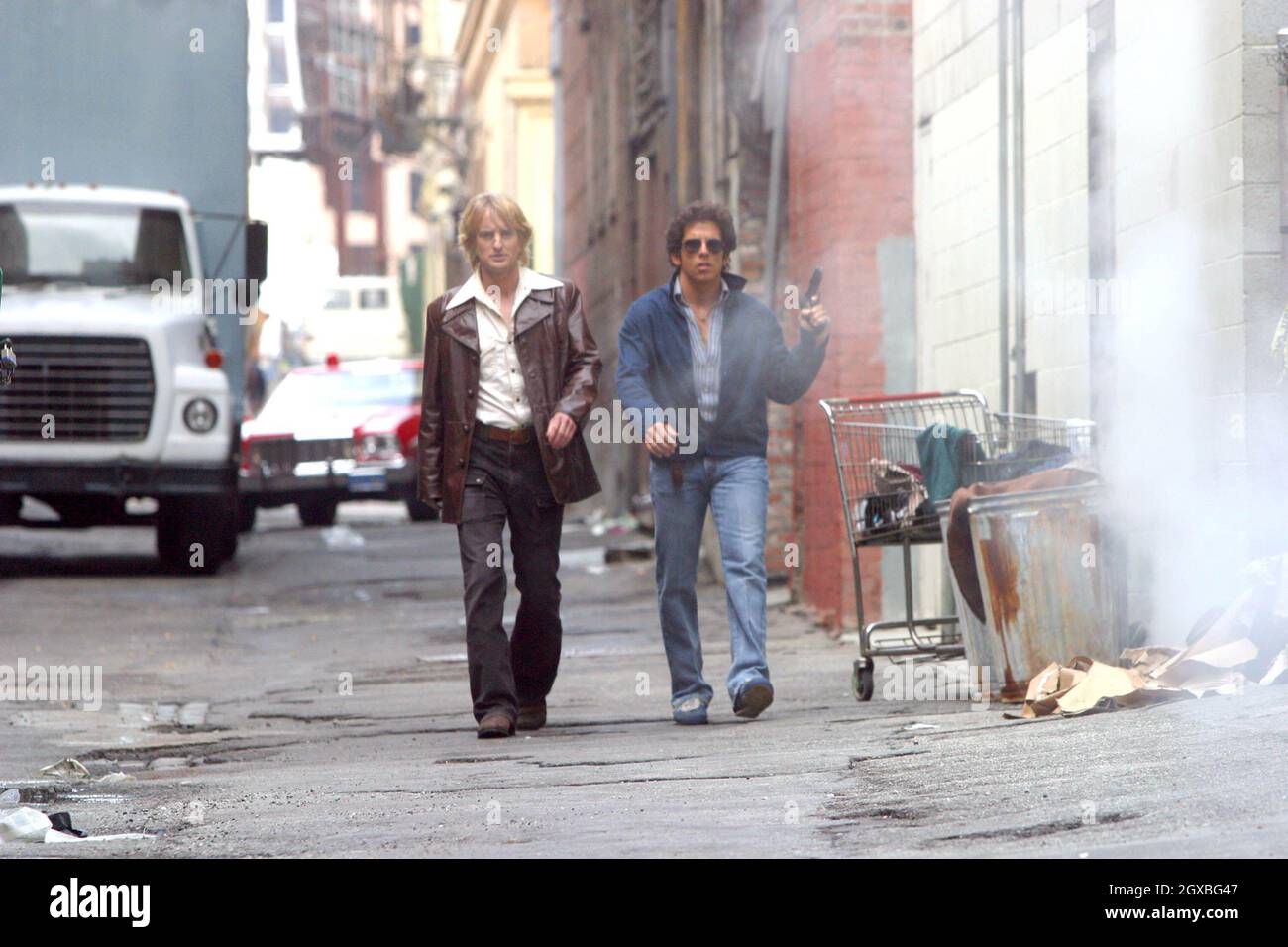 Owen Wilson, Vince Vaughn, Juliette Lewis und Snoop Dogg in Filmstill von Starsky & Hutch. Stockfoto