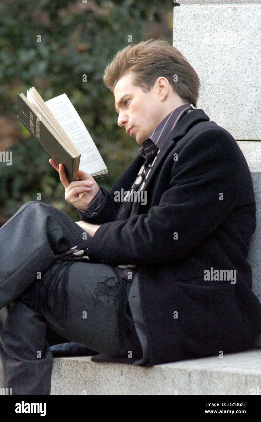 Frances O'Connor und Sam Rockwell am Set von 'Picadilly Jim in London. Stockfoto