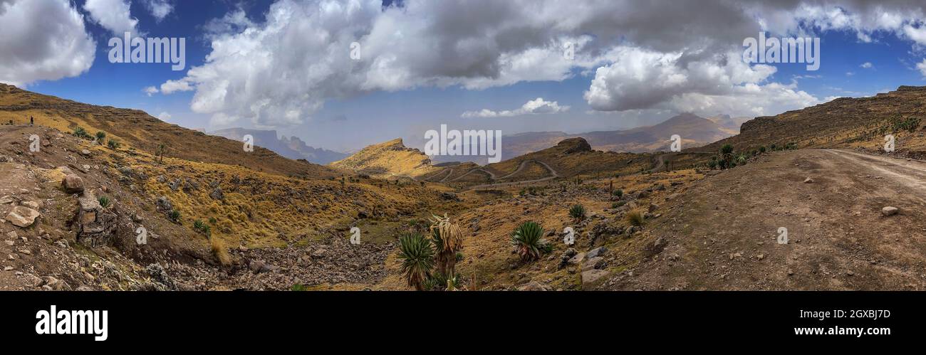 Simien Mountains - schöne einzigartige Berglandschaft aus Nord-äthiopischen Hochland, Äthiopien. Stockfoto