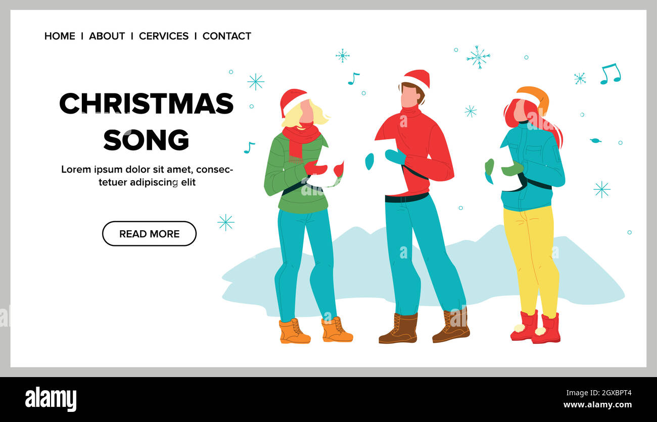 Christmas Song Vocal Performing Singers Vektor Illustration Stock Vektor