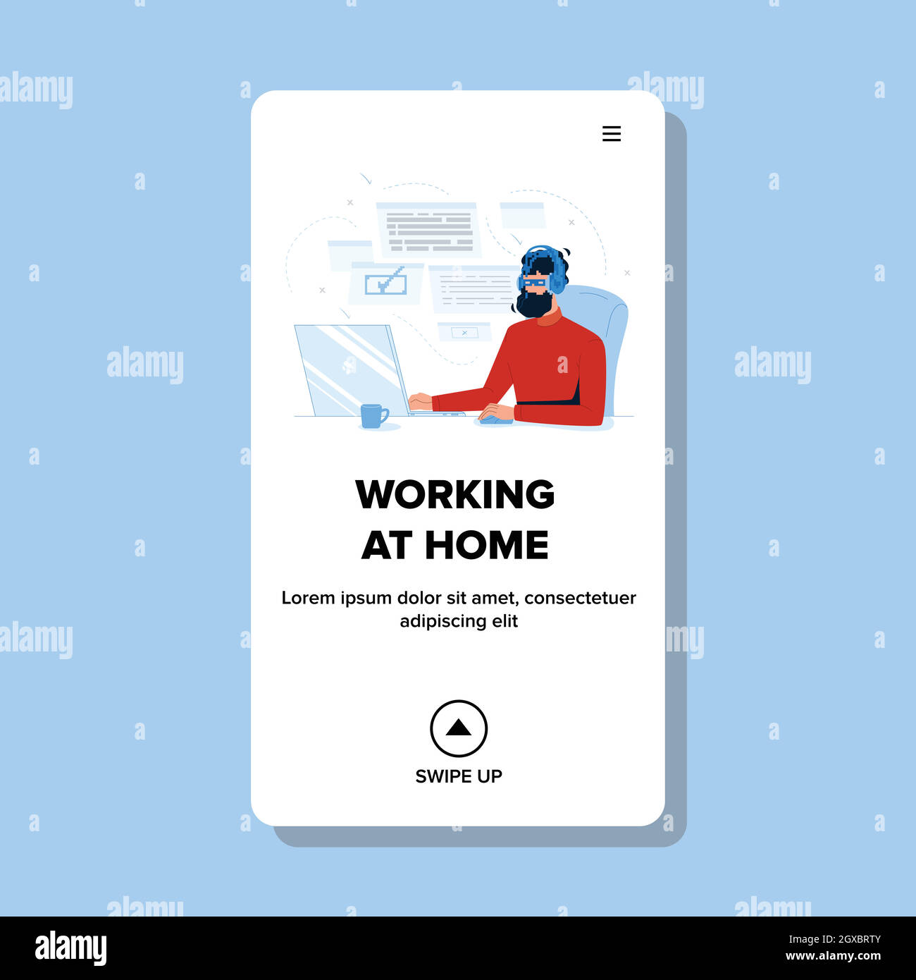 Working Home Freelancer Programmierer Designer Vektor Illustration Stock Vektor