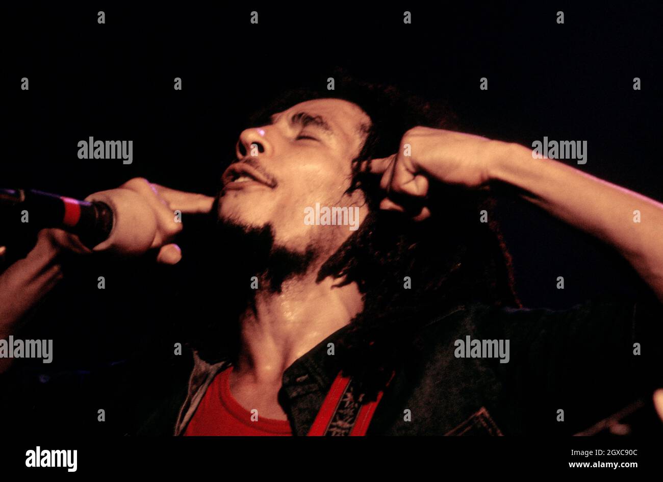 Bob Marley auf der Bühne während des Gig Stockfoto