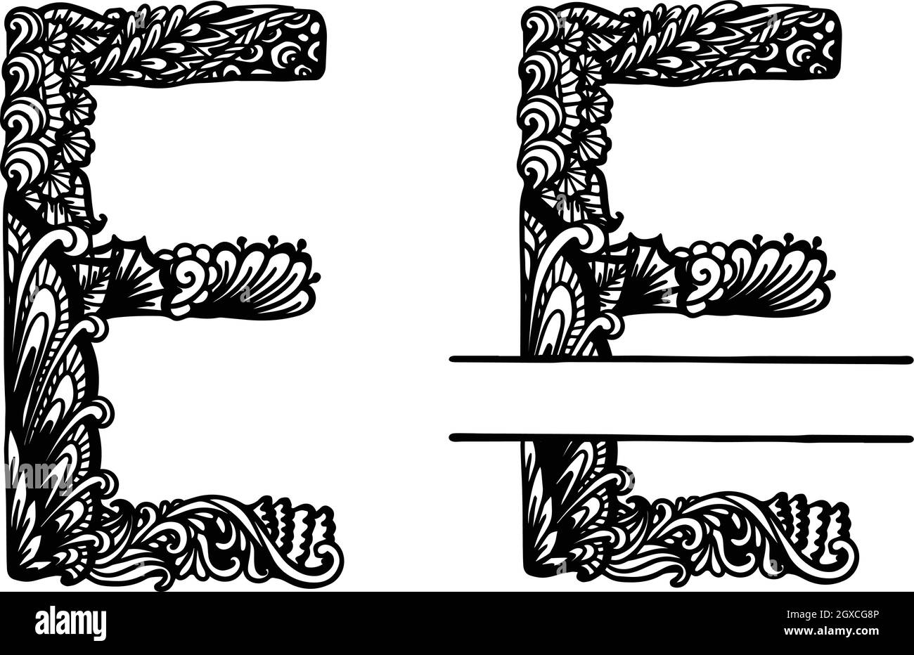 Handgezeichneter Buchstabe E für Designelement. Vektorgrafik Stock Vektor