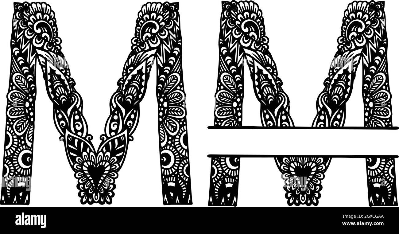 Handgezeichneter Buchstabe M für Designelement. Vektorgrafik Stock Vektor