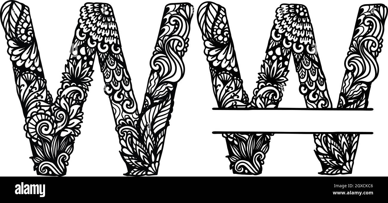 Handgezeichneter Buchstabe W für Designelement. Vektorgrafik Stock Vektor