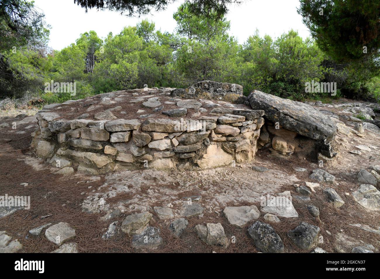 Cretas, iberischer Tumulus Toribio I. Matarrana, Teruel, Aragon, Spanien. Stockfoto