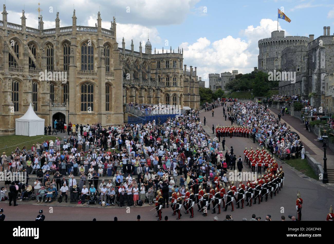 Allgemeine Ansicht der Zeremonie des Strumpfordens im Schloss Windsor. Stockfoto