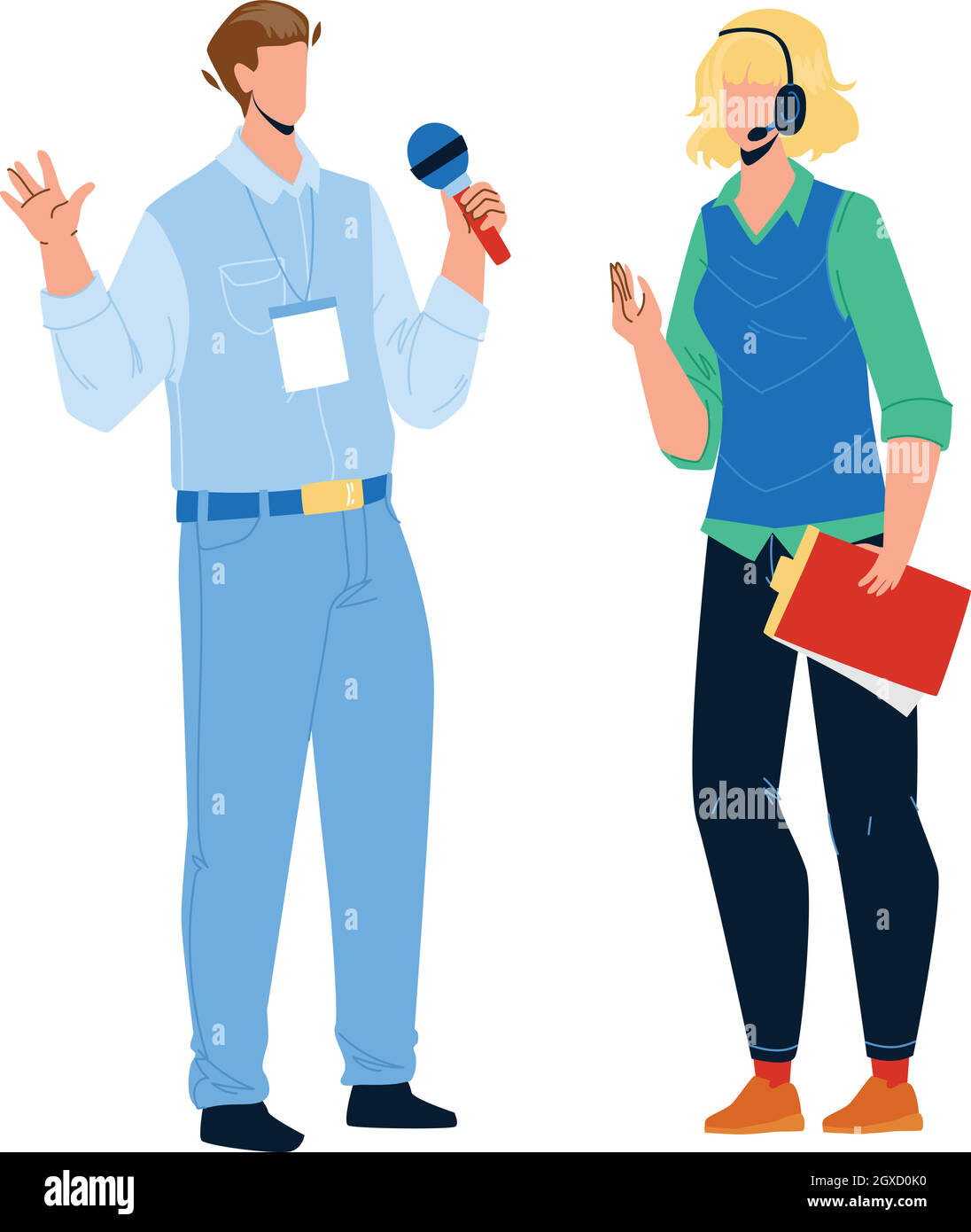 Sprecher Mann Und Frau Sprechen Auf Conference Vector Stock Vektor