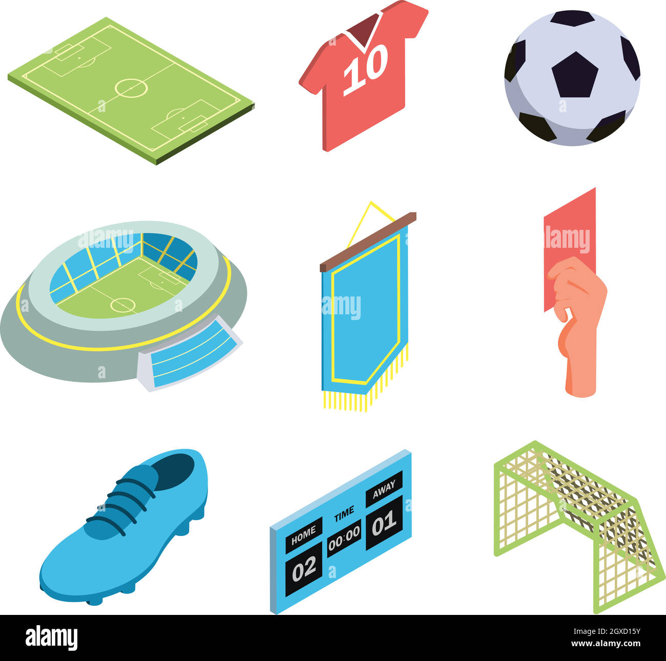 Fußball Spiel Sport Ausrüstung Kollektion Set Vektor Stock Vektor