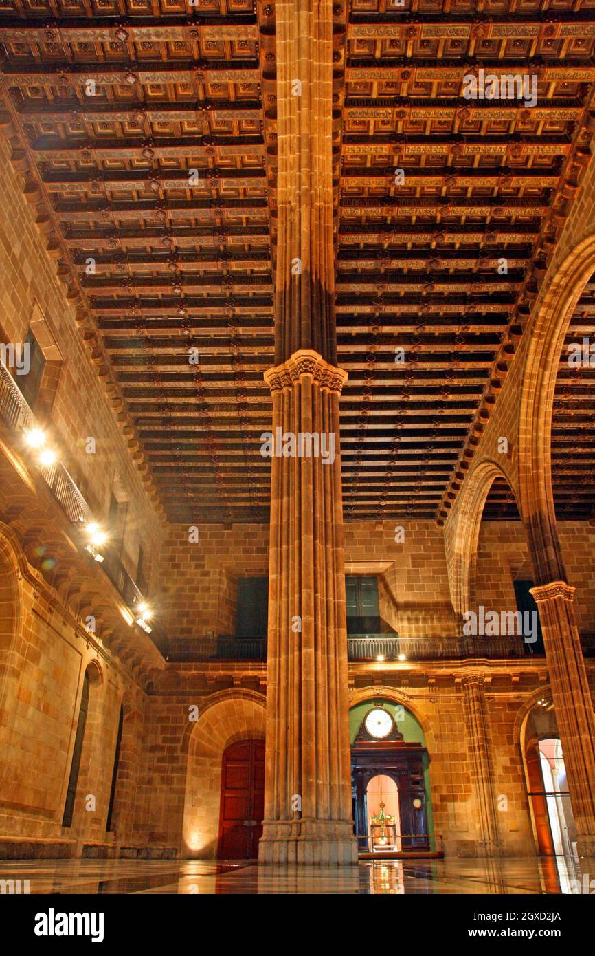Contracting Hall, Palau de la Llotja de Mar, Barcelona, Katalonien, Spanien Stockfoto