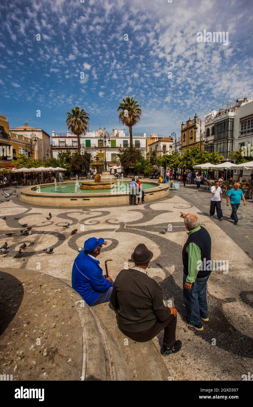 Plaza del Cabildo, Sanlucar de Barrameda, Weiße Städte, Pueblos Blancos, Provinz Caáiz, Andalusien, Spanien, Europa. Stockfoto